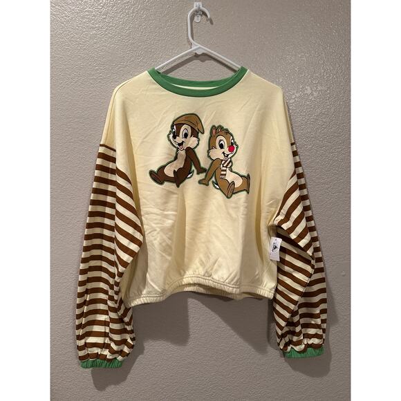 NWT Disney Park Chip n Dale Winter Christmas Fall Cream Brown Long Sleeve M L XL - Picture 1 of 6